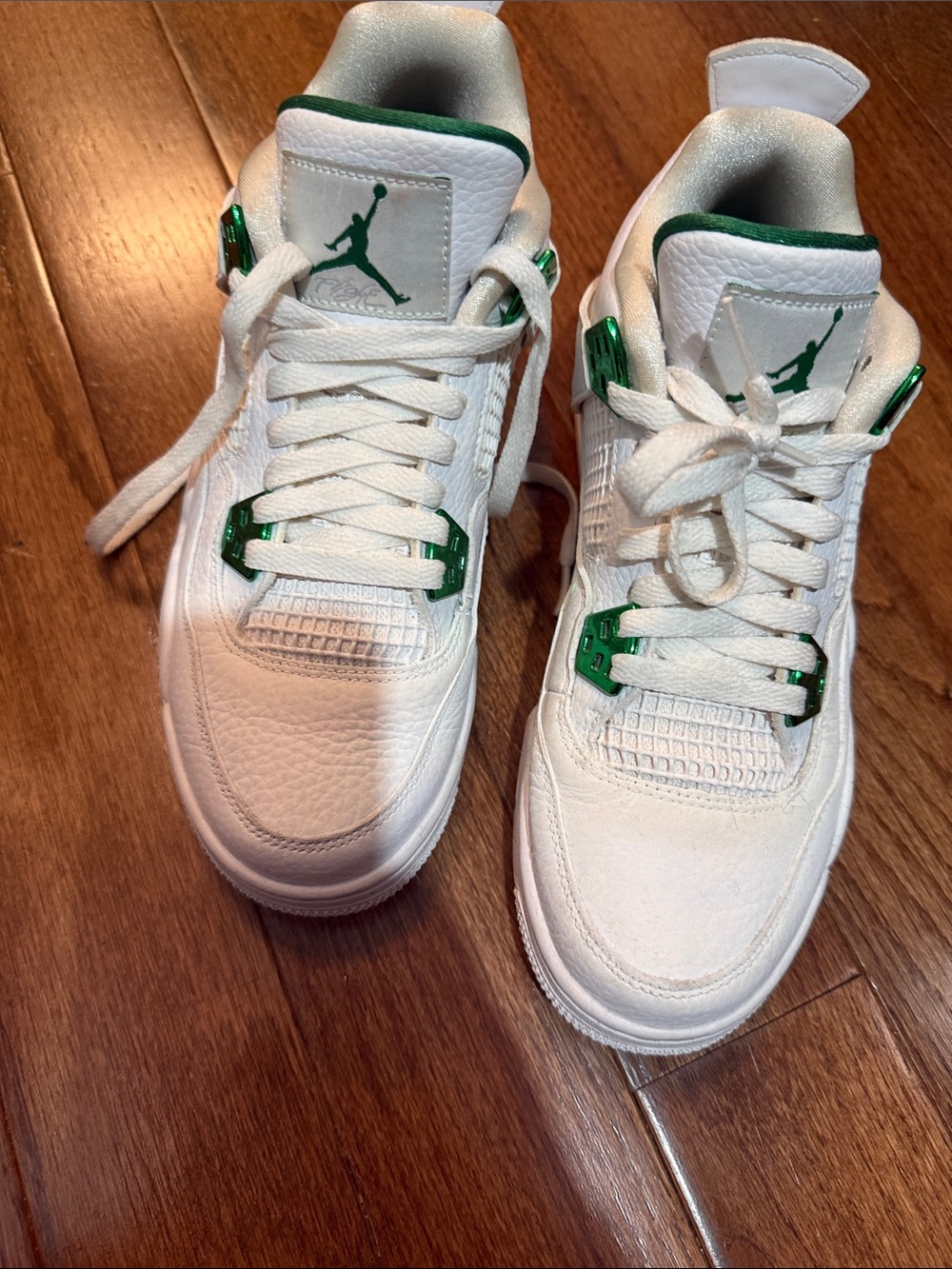 Jordan Kids' White and Green Retro Basketball Sneakers